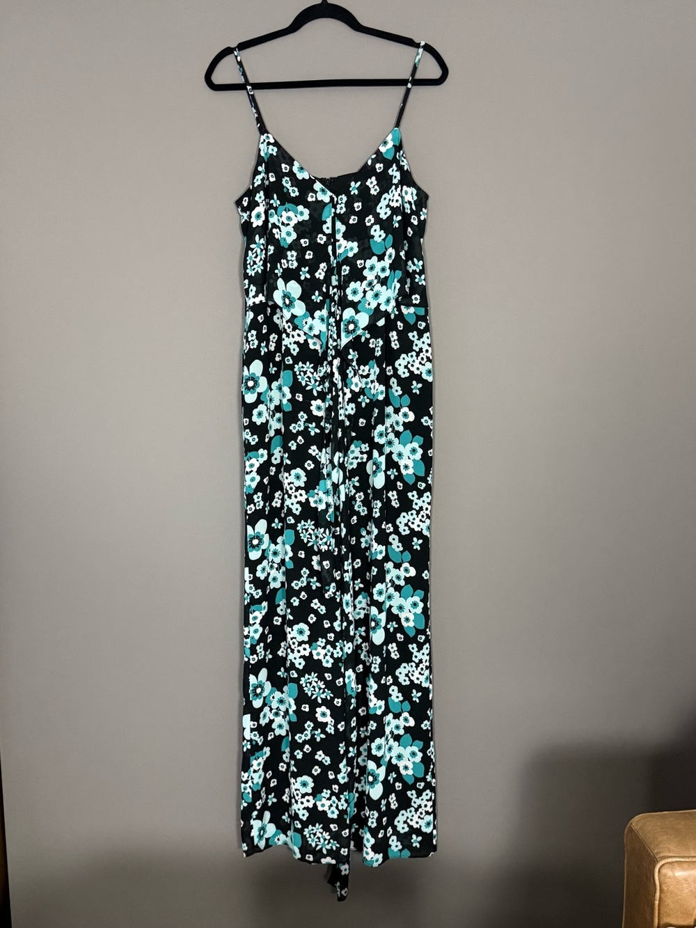 Michael Michael Kors Floral Wide Leg Jumpsuit Black Groovy Sleeveless NEW M - Picture 2 of 10
